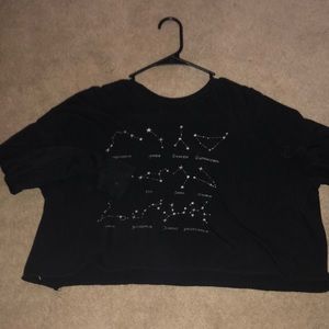 Black zodiac sign crop top